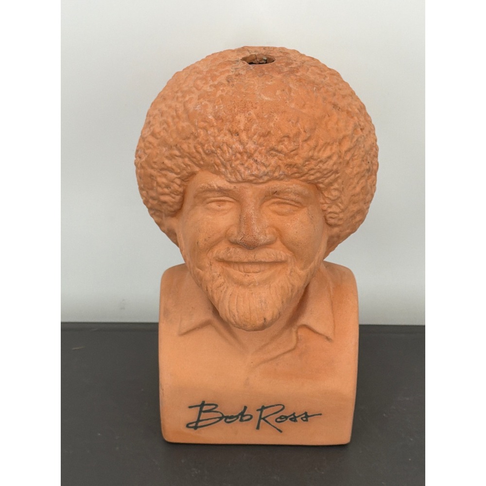 Bob Ross Terracotta Bust Planter Decorative Clay Pot Head Statue No Seeds